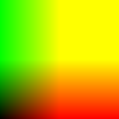 A WebGL-rendered rectangle with a colourful gradient, the texture offset for a more colourful effect