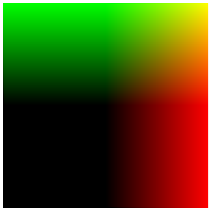 A WebGL-rendered rectangle with a colourful gradient