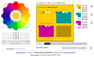 Online triadic color scheme