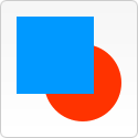 Canvas with a blue square in front of a red circle