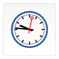 An analog clock with hour, minute, and second hands