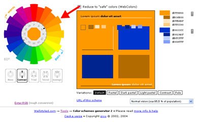 Online complementary color scheme