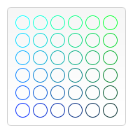 Canvas filled with empty circles with different colored lines