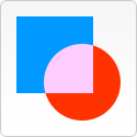 Canvas with an overlapping blue square and red circle. Where the shapes overlap, the color is light pink.